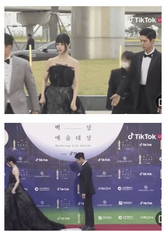 aksi gentle park bo gum terhadap suzy di menang baeksang awards 2023
