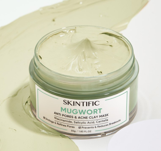skintific anti pores & acne clay mask mugwort