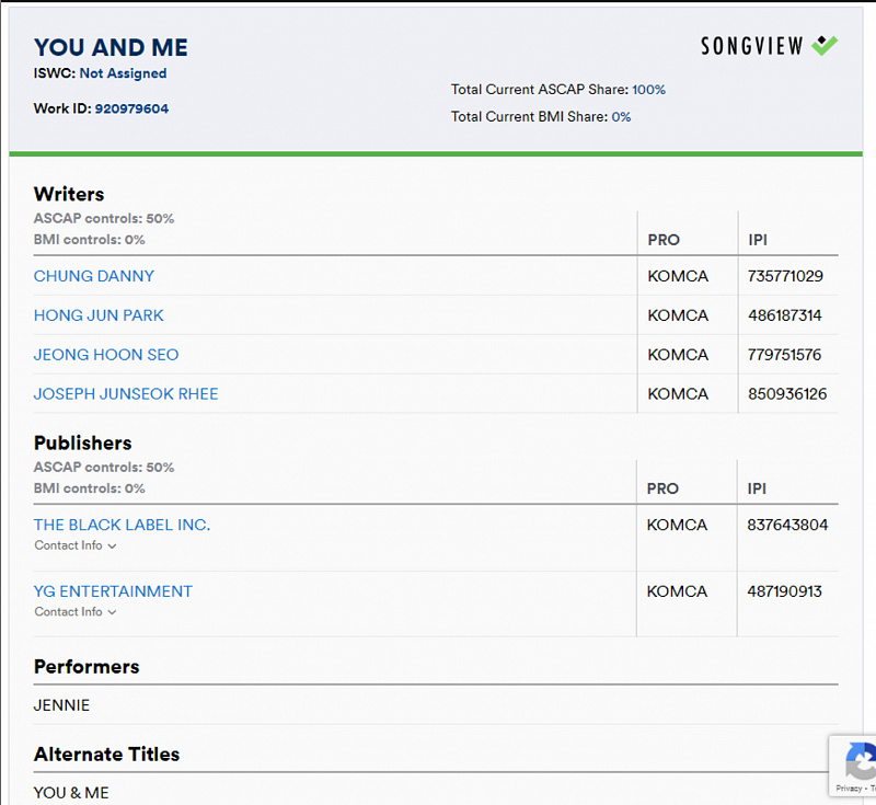 Nama Jennie BLACKPINK Terdaftar di ASCAP