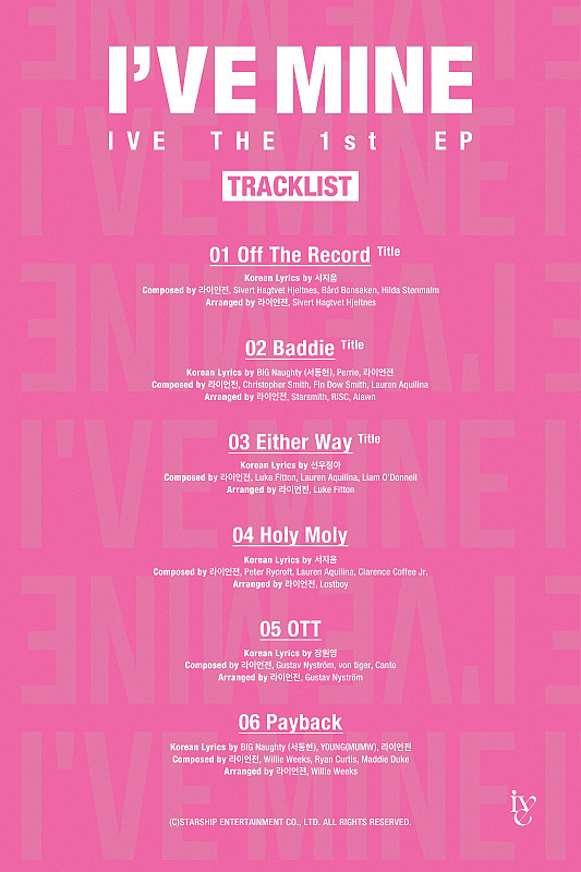 Track list IVE MINE